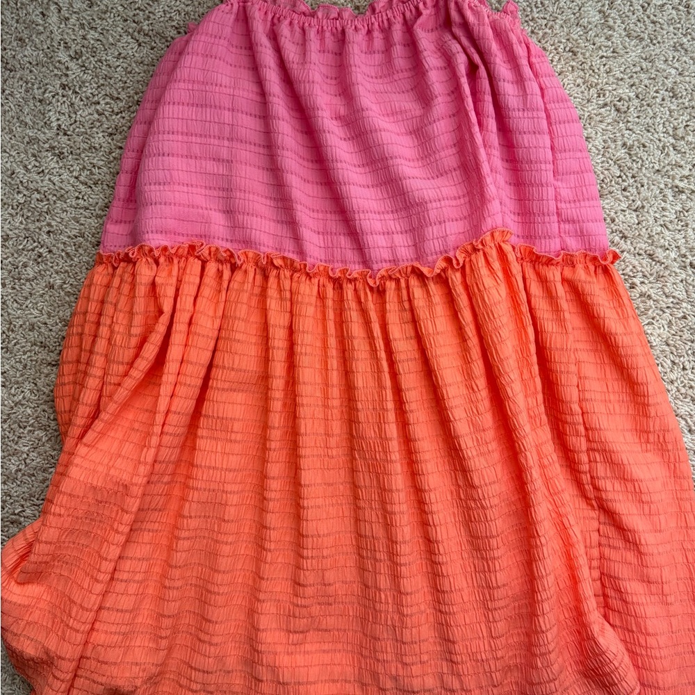 Pink and Orange Tiered Dress